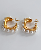 Squara Pearl Box Hoops