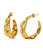 Crushed Statement Gold Hoops