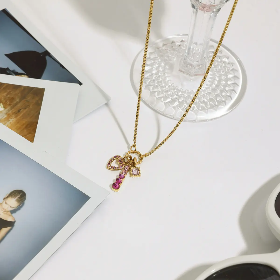 Atoni Pink Charm Heart Necklace