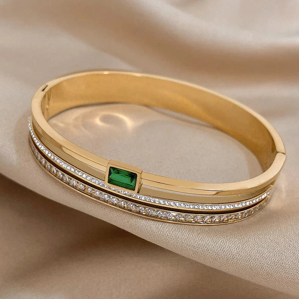 Emerald Layered Gold Cuff