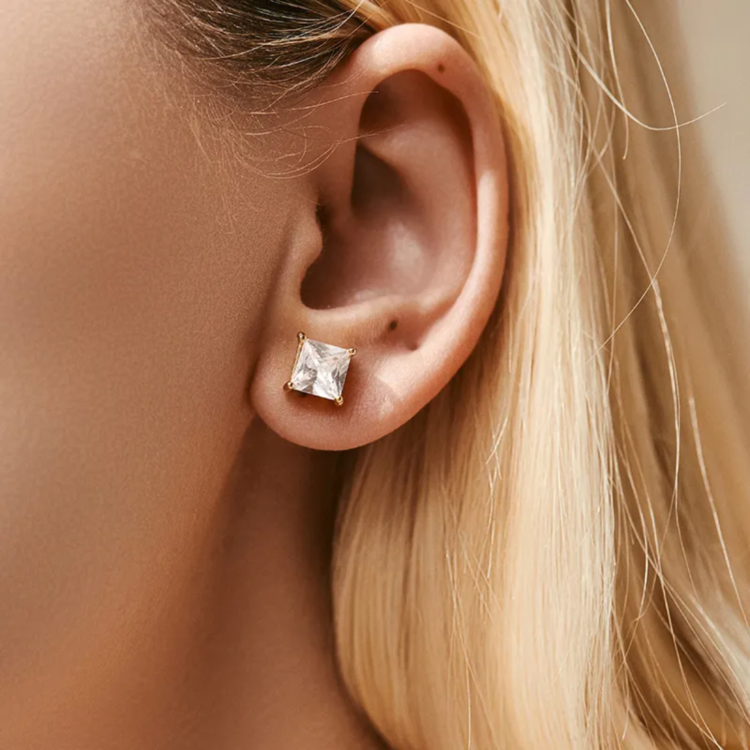 Square Dainty Diamond Stud