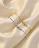 Tri Stone Diamond Leaf Bracelet
