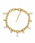 Oriya Pearl Charm Gold Bracelet