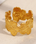 Flowery Adjustable Gold Ring
