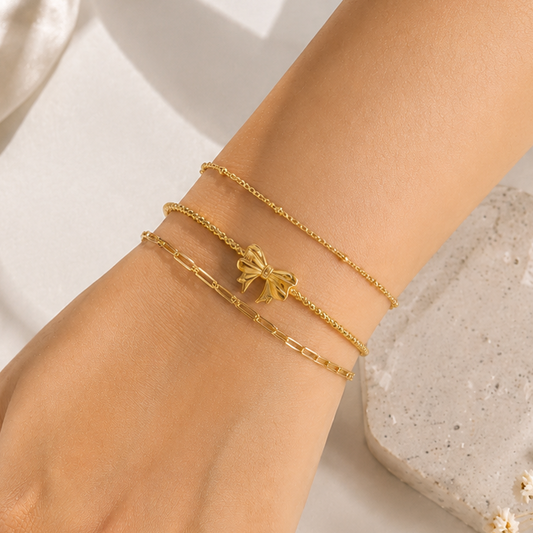 Ella Cute Bow Gold Cuff