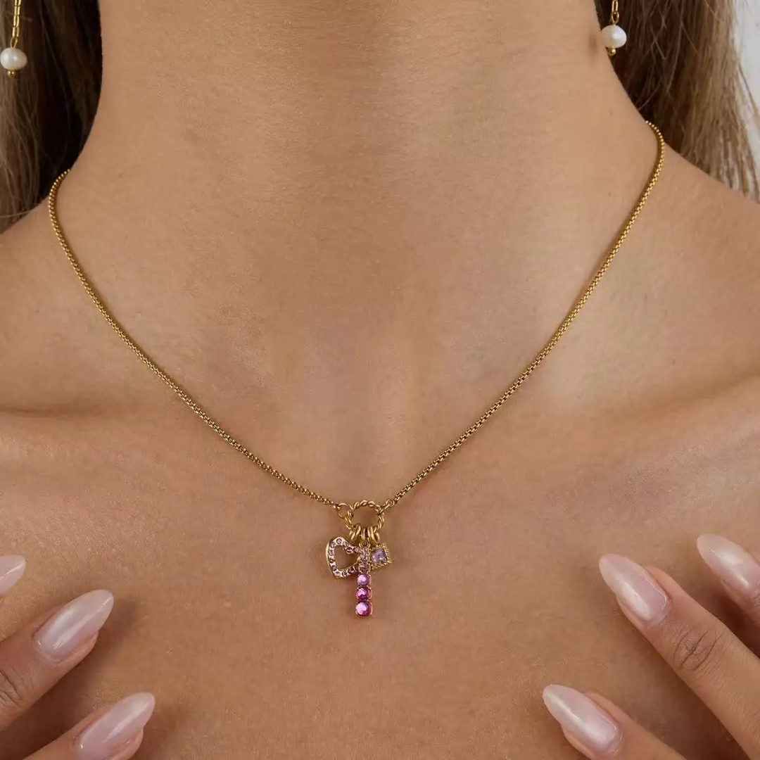 Atoni Pink Charm Heart Necklace