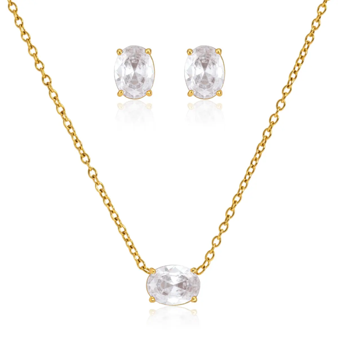 Givei Diamond Oval Necklace & Earrings Set✨