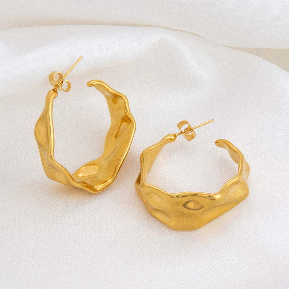 Crushed Statement Gold Hoops