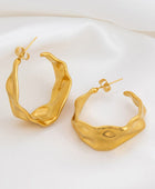 Crushed Statement Gold Hoops