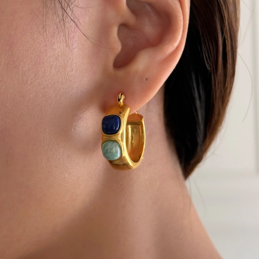 Kava Coloured Stone Hoops