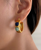 Kava Coloured Stone Hoops