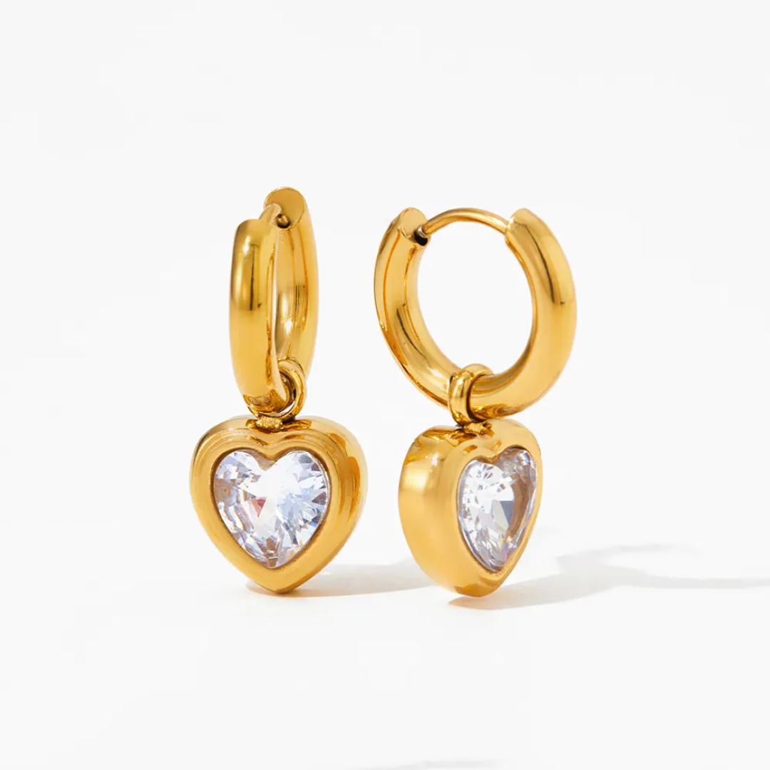 Selin Heart Diamond Huggies✨