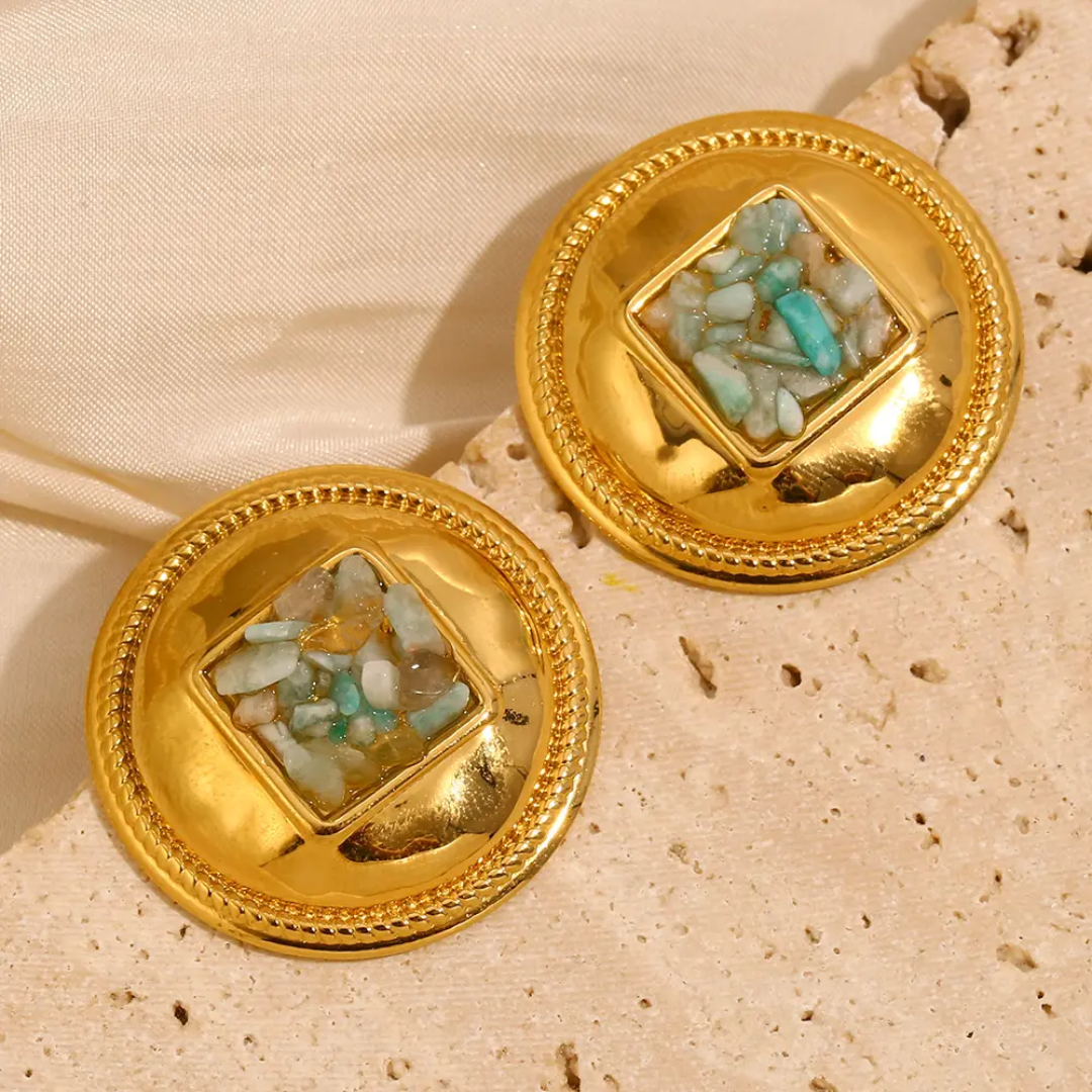 Reina Round Gold Earrings