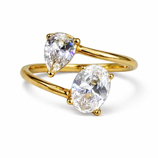 Pear Oval Dual Diamond Ring