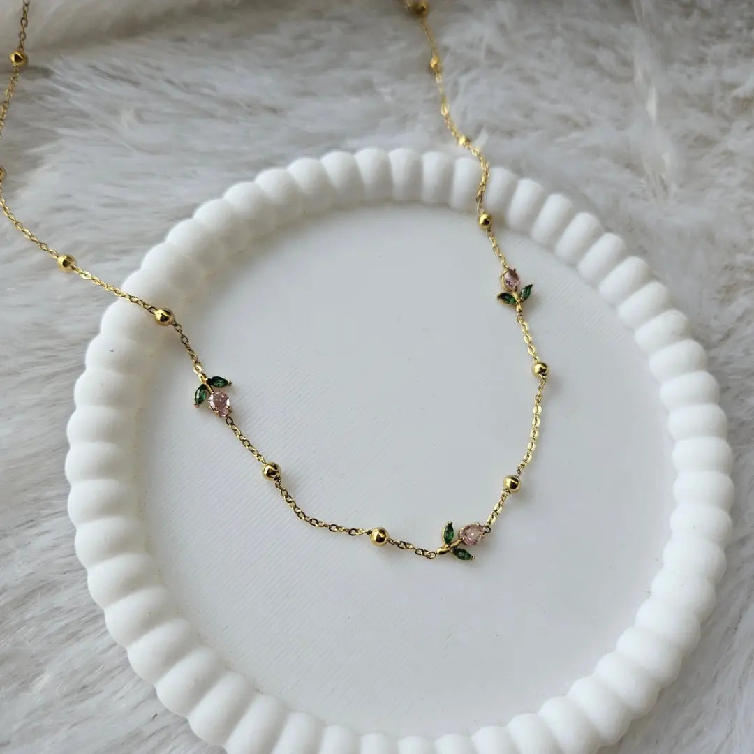 Rosy Dainty Charm Tulip Necklaces