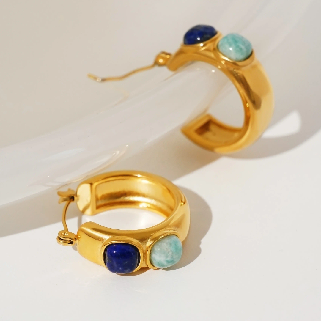 Kava Coloured Stone Hoops