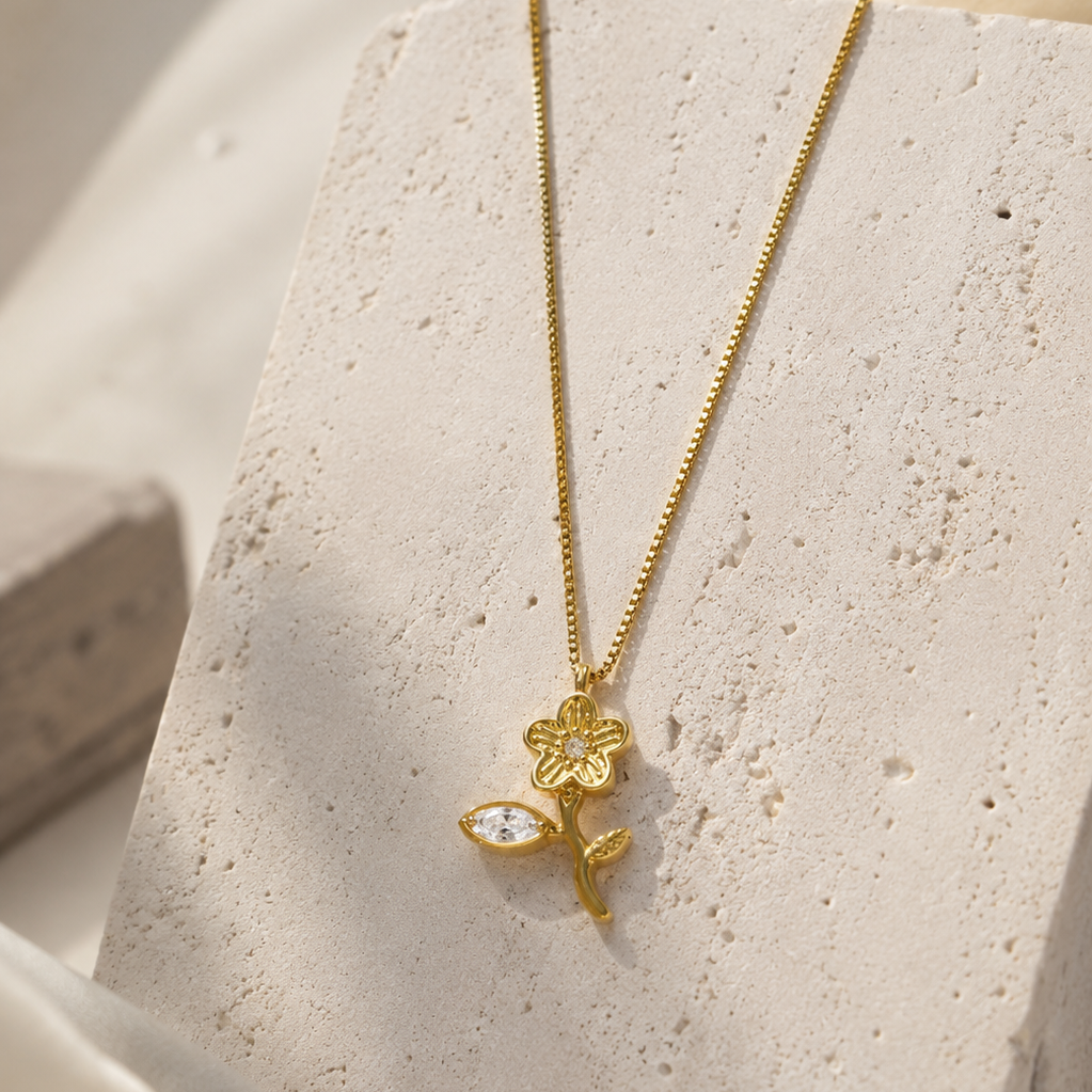 Zamia Flower Diamond Necklace