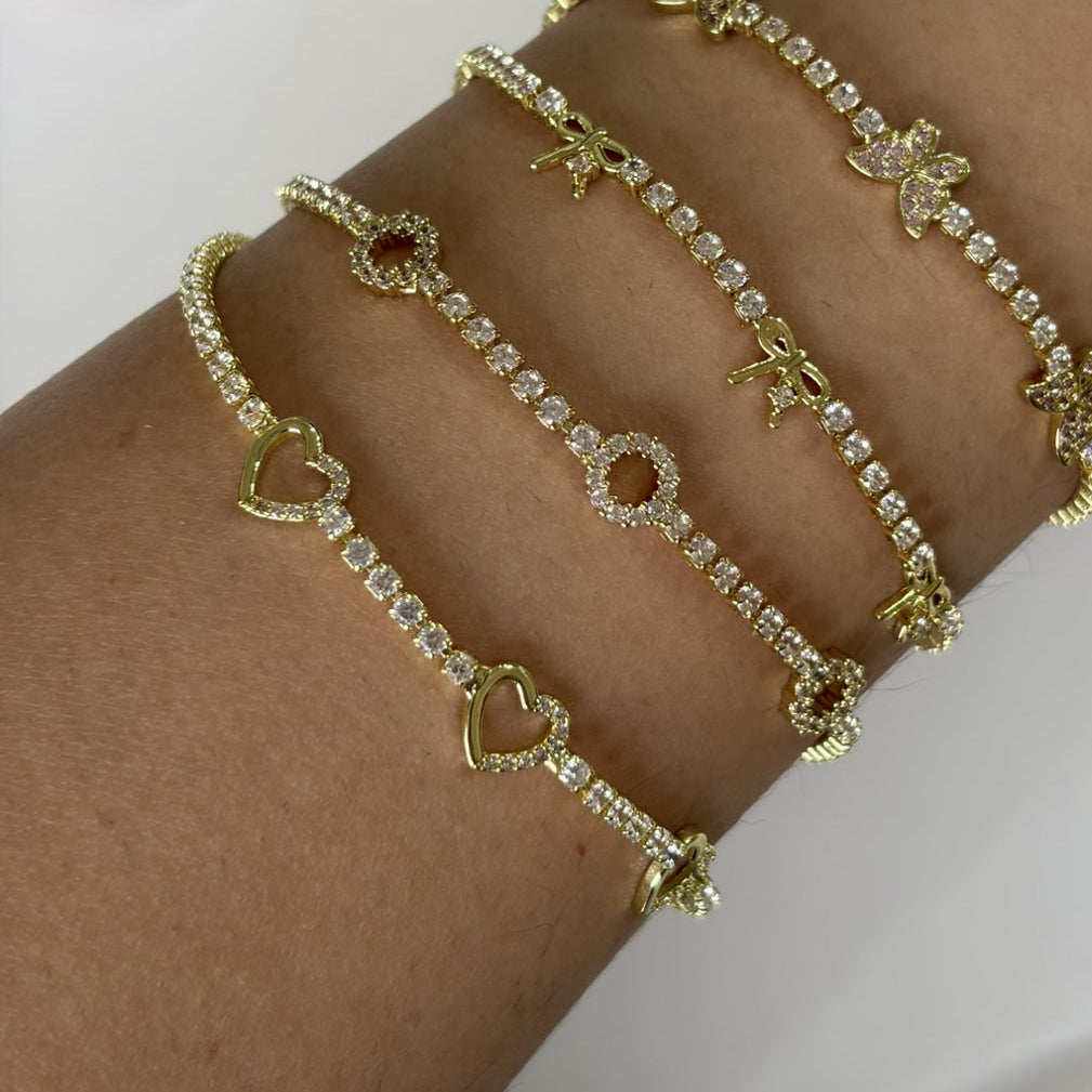 Monar Heart Gold Tennis Bracelet