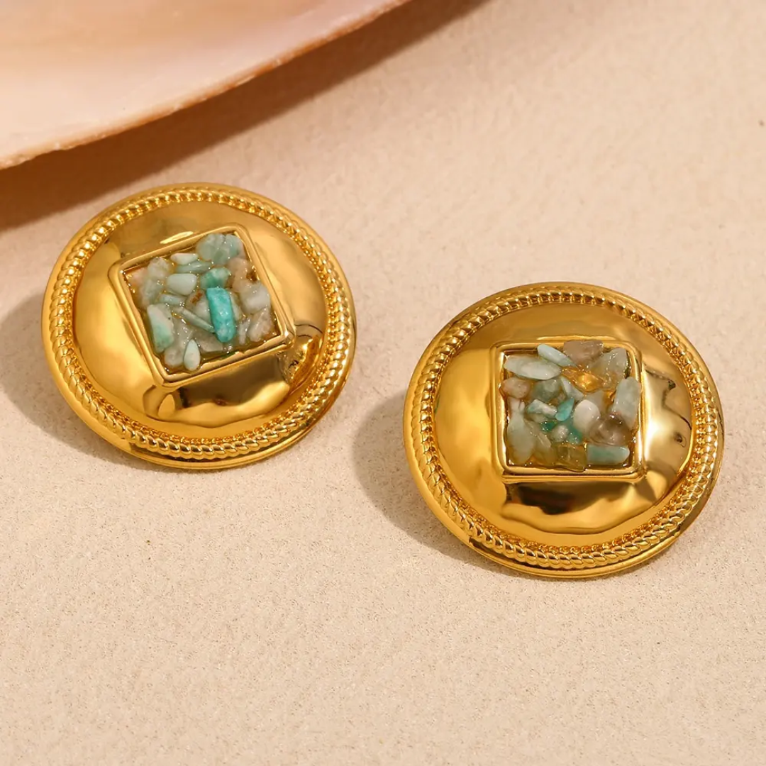 Reina Round Gold Earrings