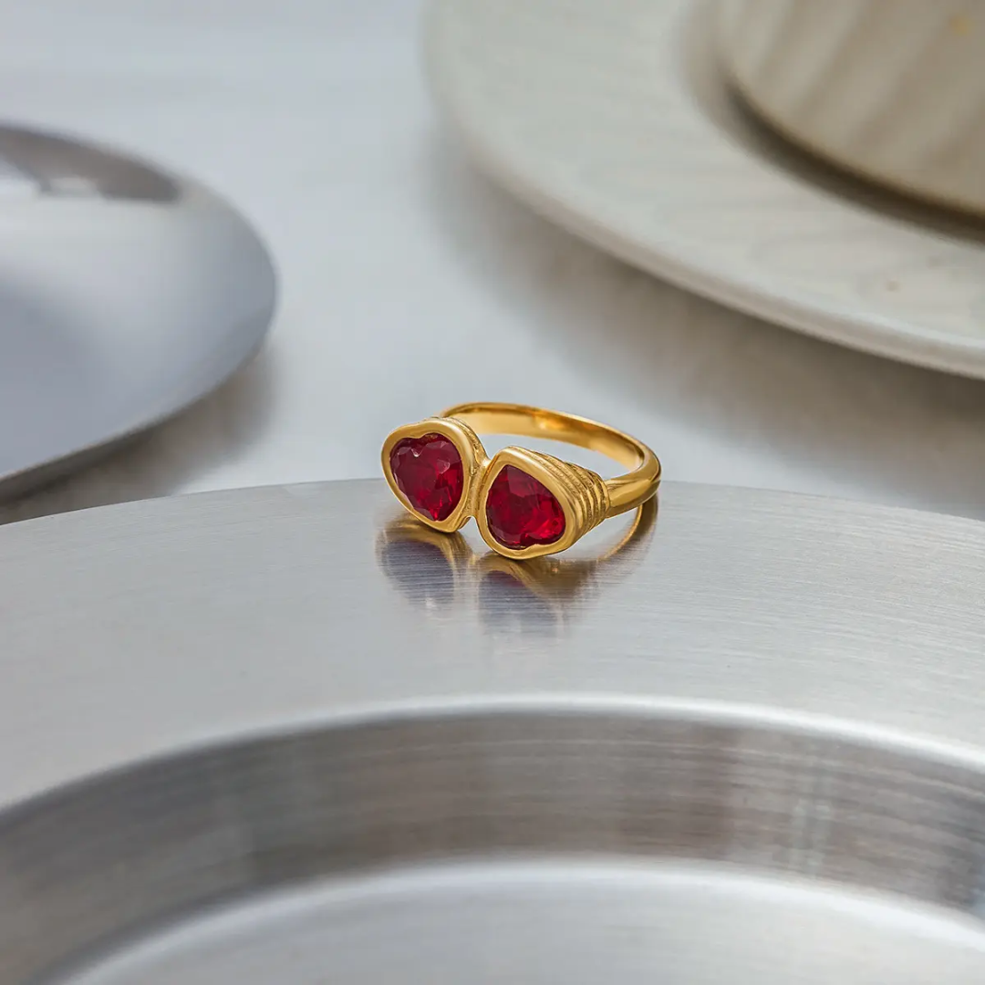Blush love Red Hearts Ring