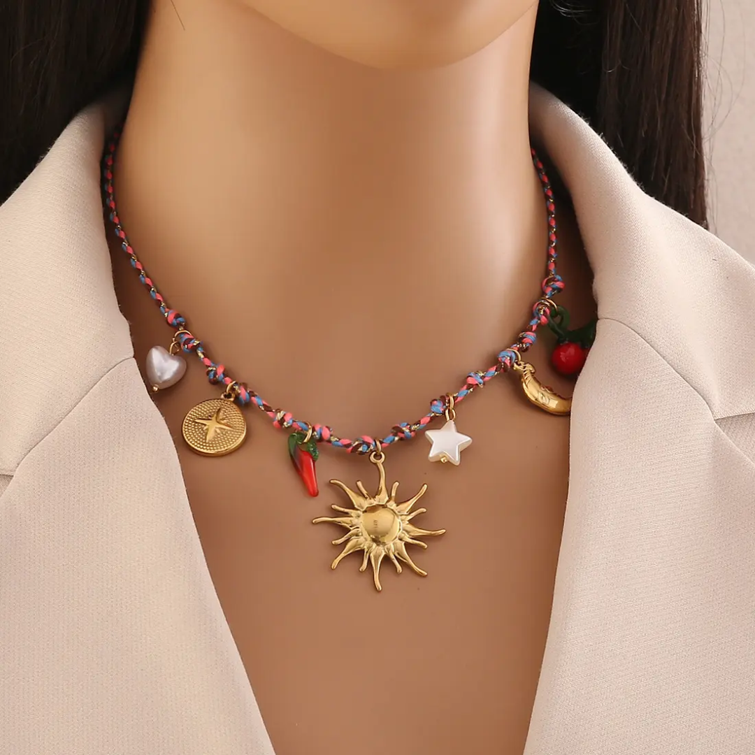 Miami Beach Red Charm Necklace