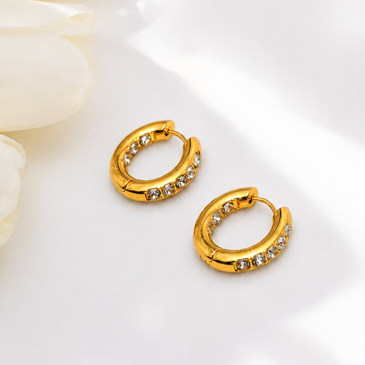 Wemil Diamond Round Hoops