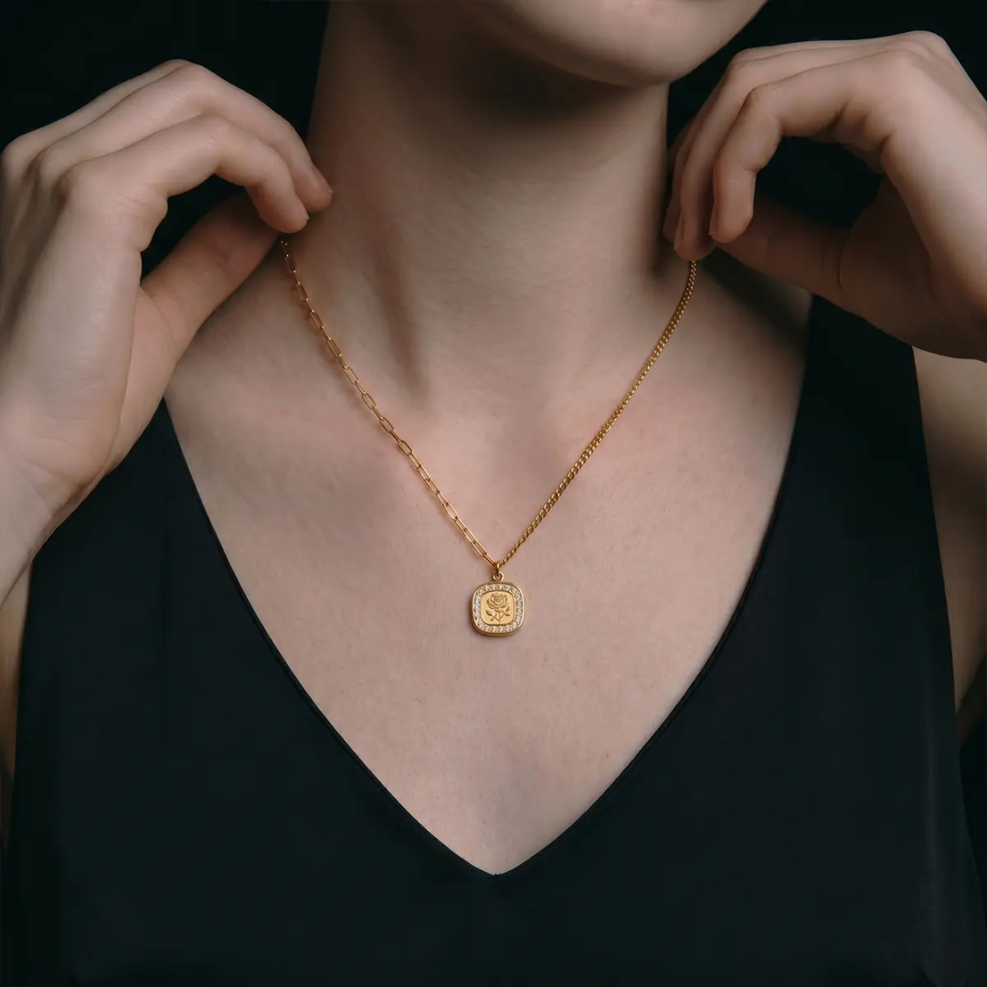 Beni Rose Premium Square Necklace