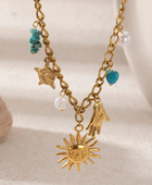 Sunrise Charm Blue Stone Necklace