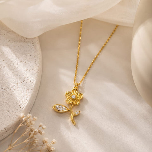 Zamia Flower Diamond Necklace