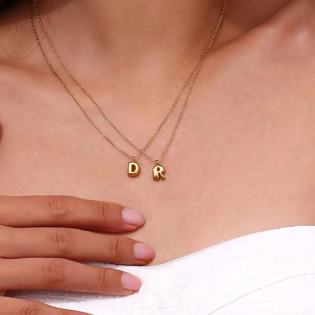 Bubble Mini Initial Letter Necklaces