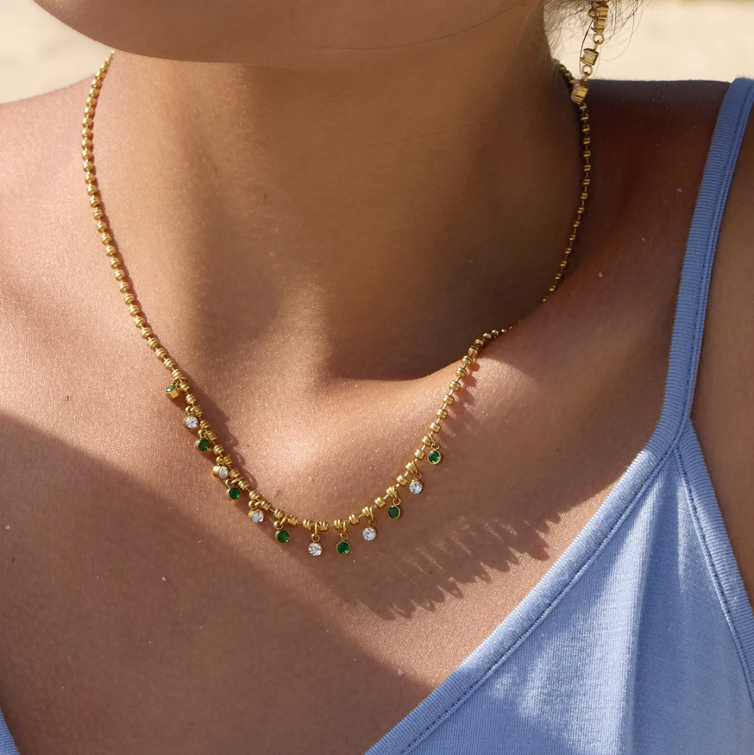 Baelish Green Emerald Charms Necklace