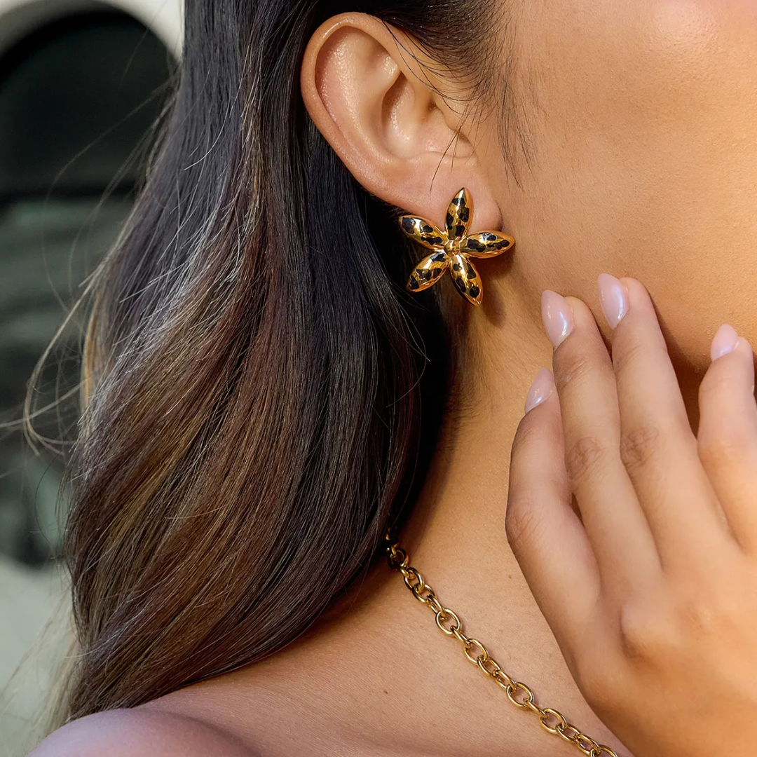 Erica Black Star Earrings