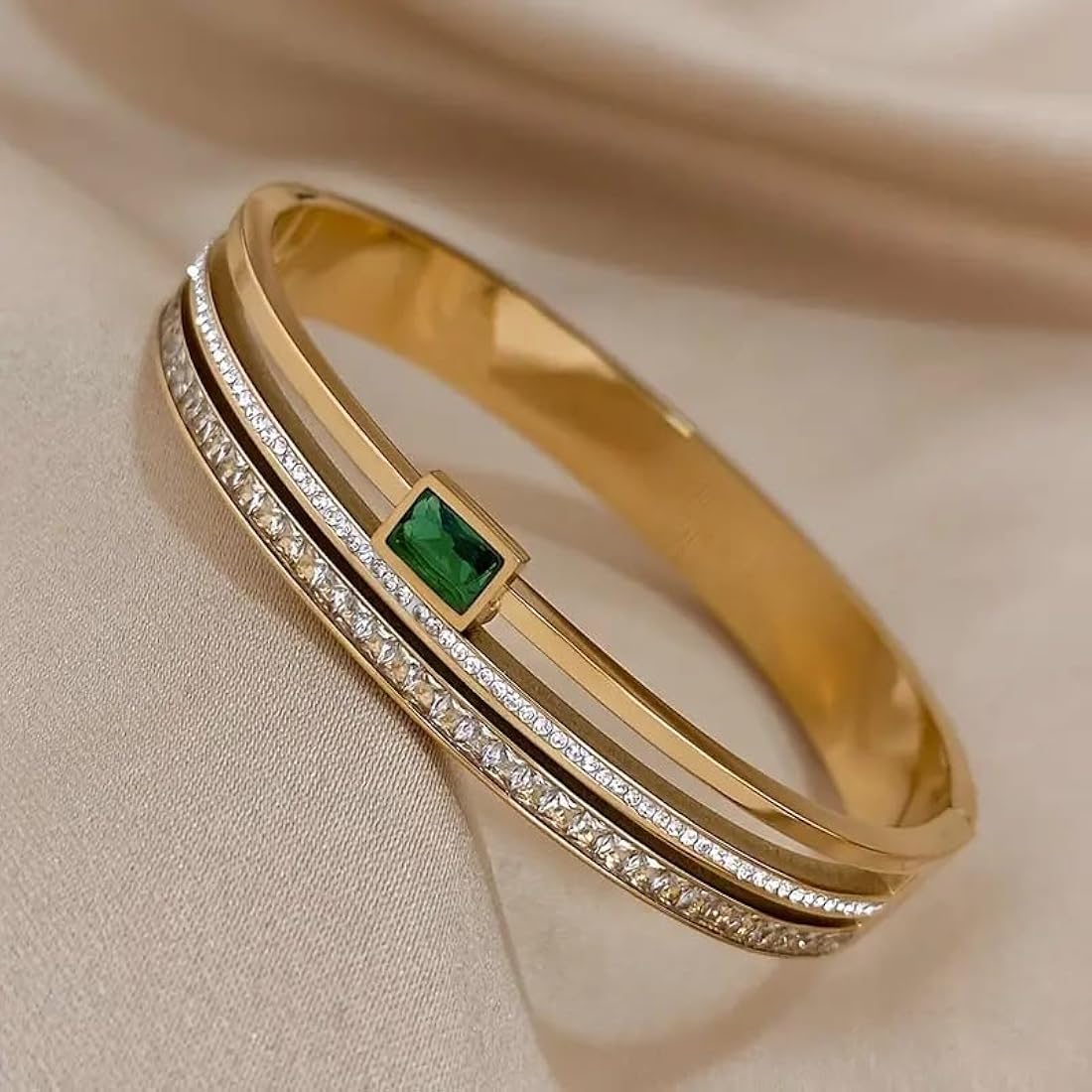 Emerald Layered Gold Cuff