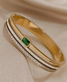Emerald Layered Gold Cuff