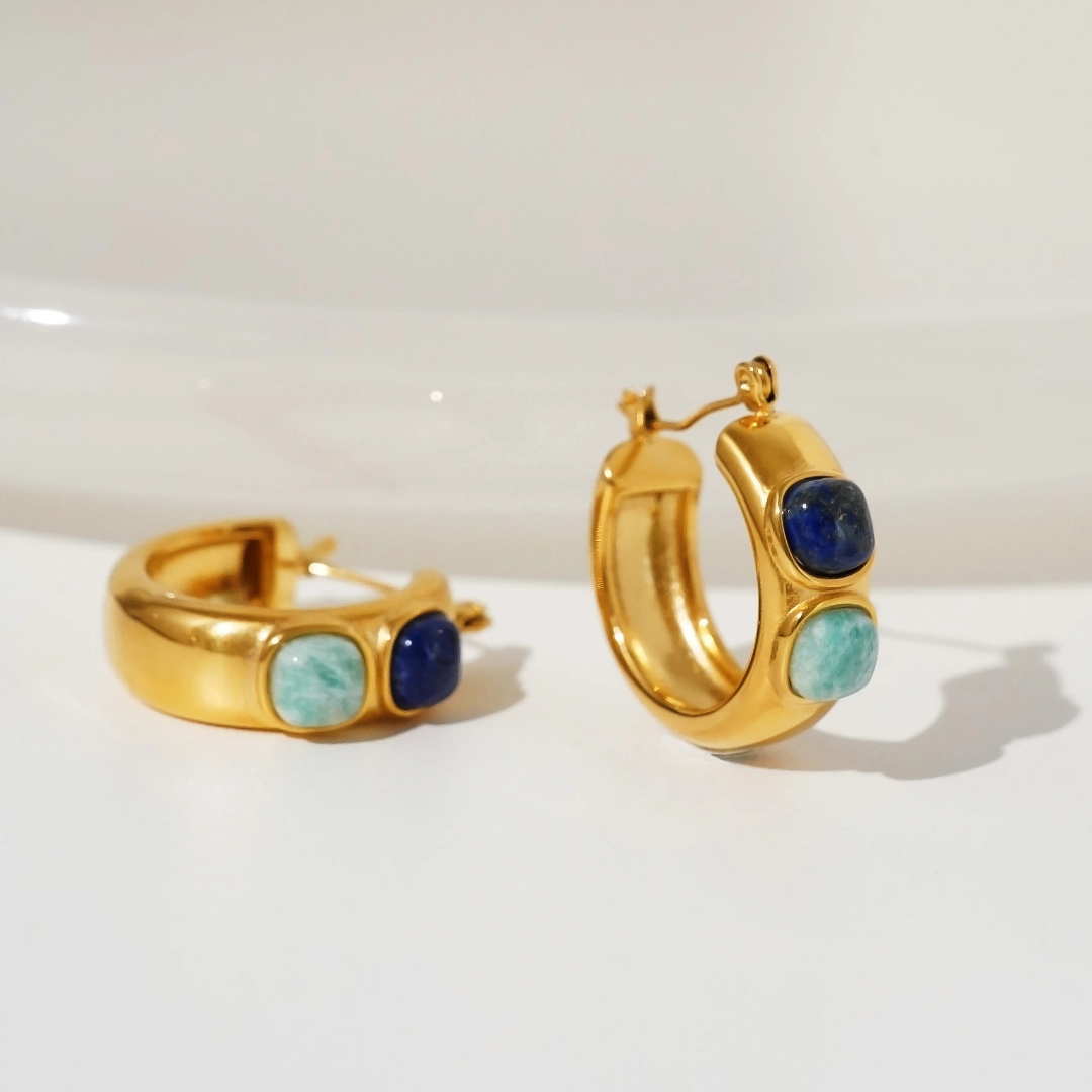 Kava Coloured Stone Hoops