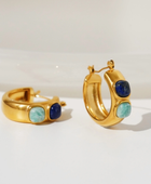 Kava Coloured Stone Hoops