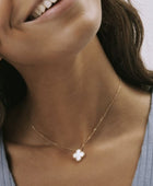 Reversible Black and White Gold Clover Necklace