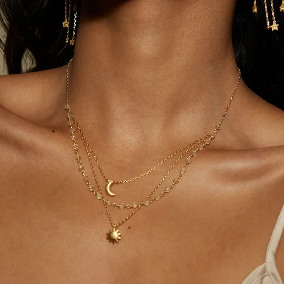 Kaveri Layered Star Moon Necklace