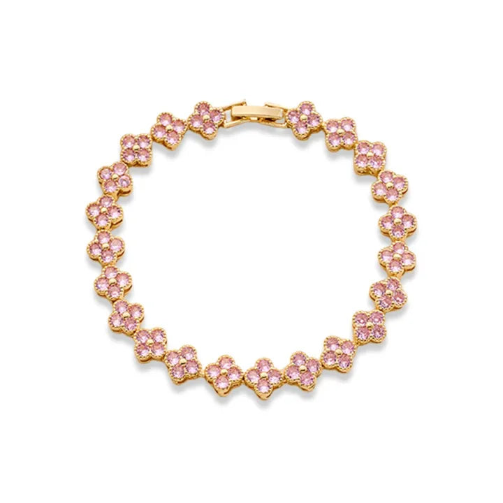 Rapunzella Baby Pink Clover Tennis Bracelet