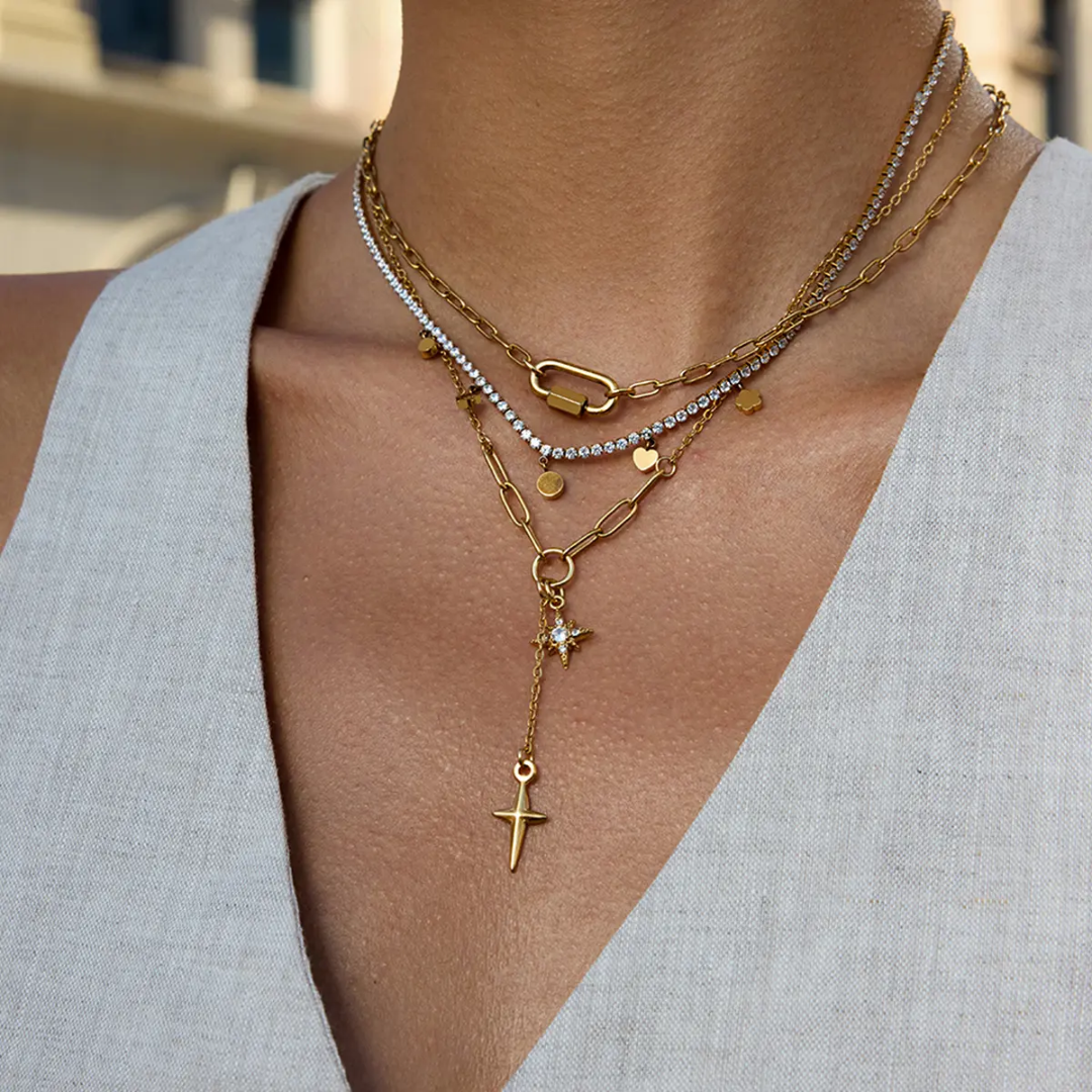 Saturn Double Star Necklace