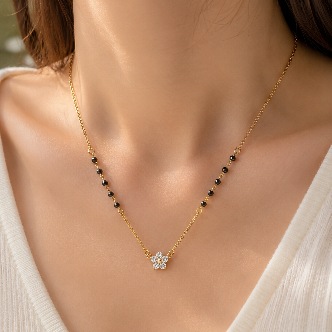 Bossom Flower Diamond Mangalsutra