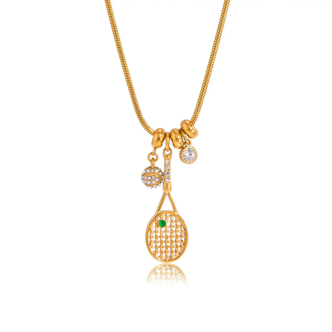 Tennis Racket Charms Sporty Necklace