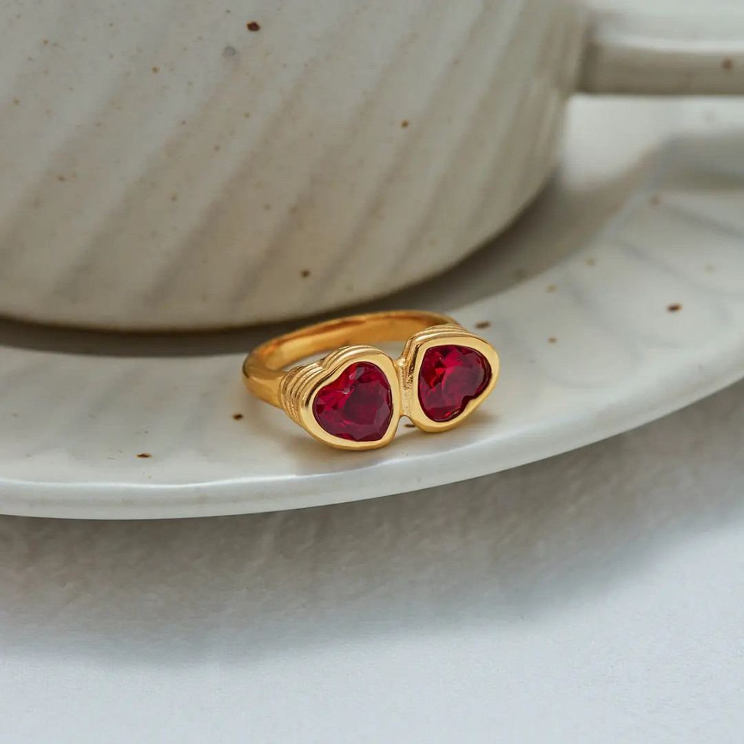 Blush love Red Hearts Ring