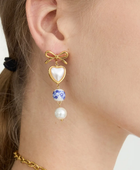 Shelza Long Bow Pearl Earrings