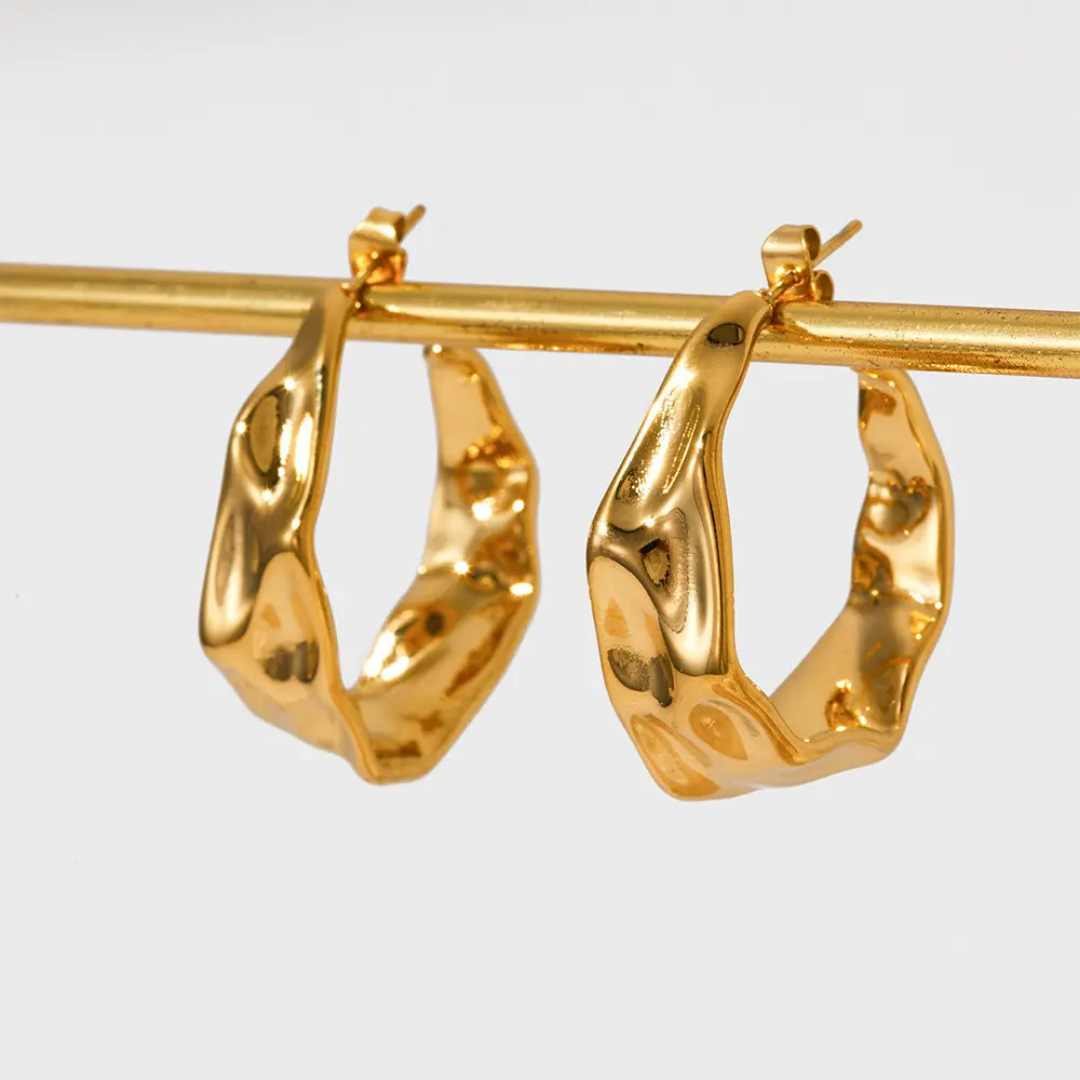 Crushed Statement Gold Hoops
