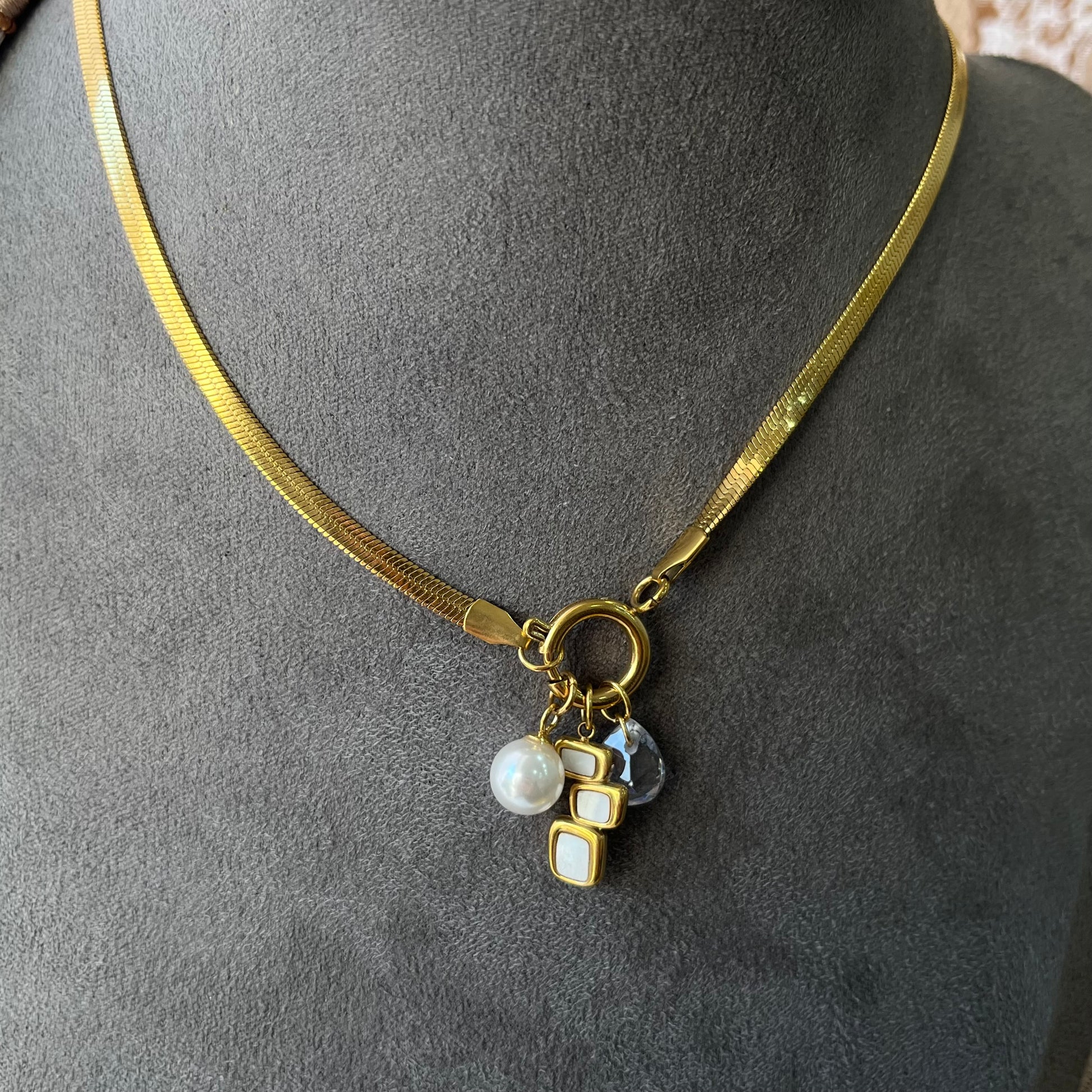 Ravioli Front Lock Charm Necklace