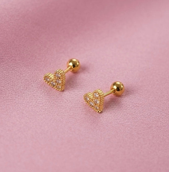 Love Heart Ball Back Studs