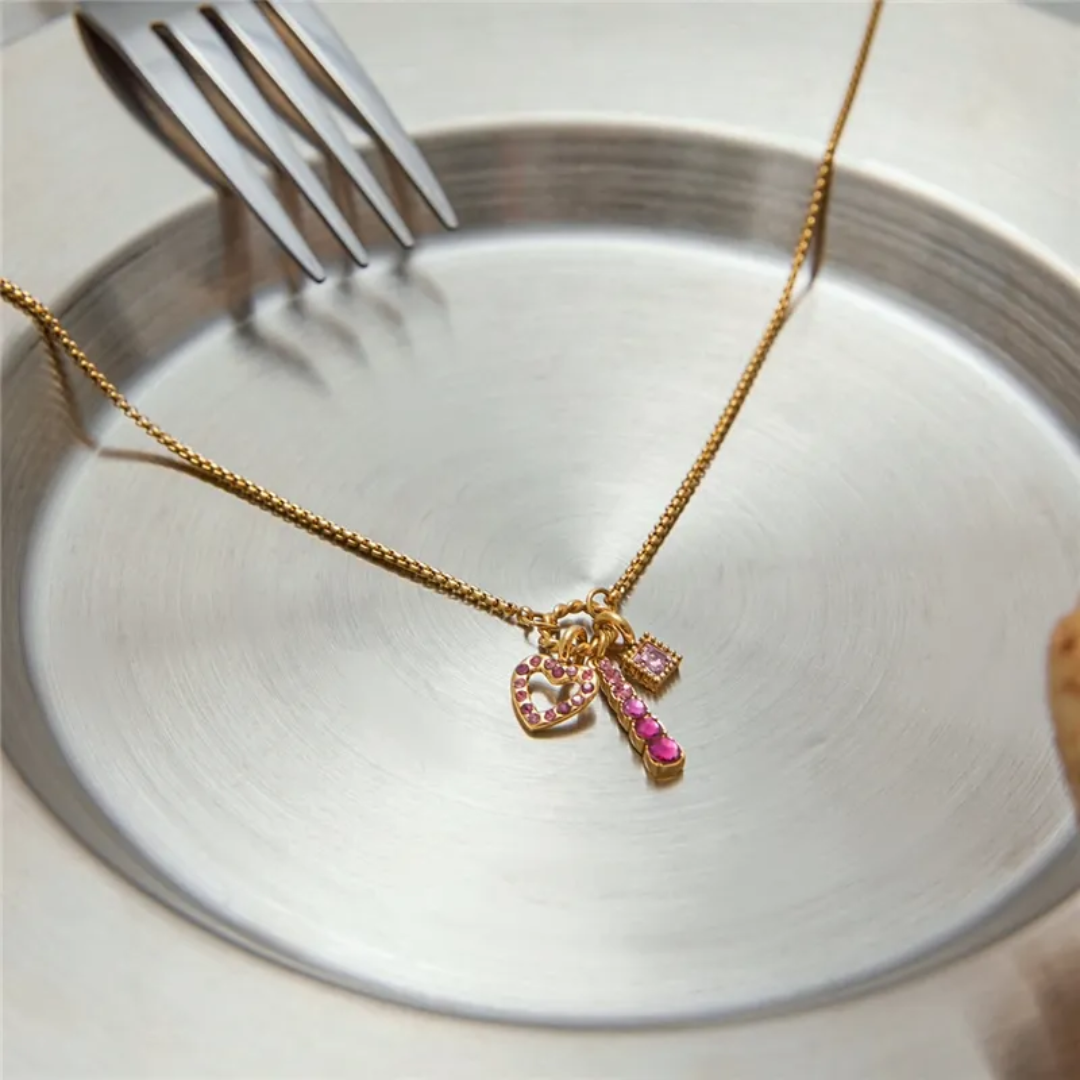 Atoni Pink Charm Heart Necklace