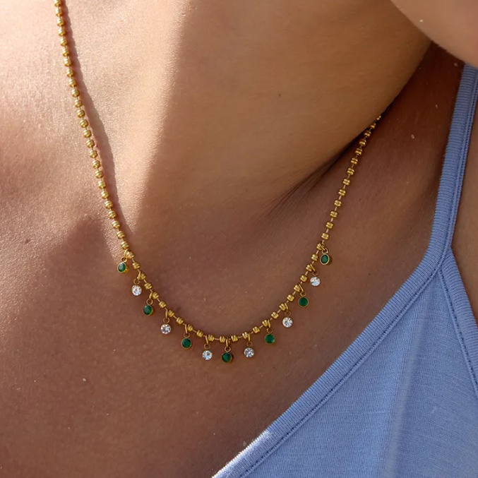 Baelish Green Emerald Charms Necklace