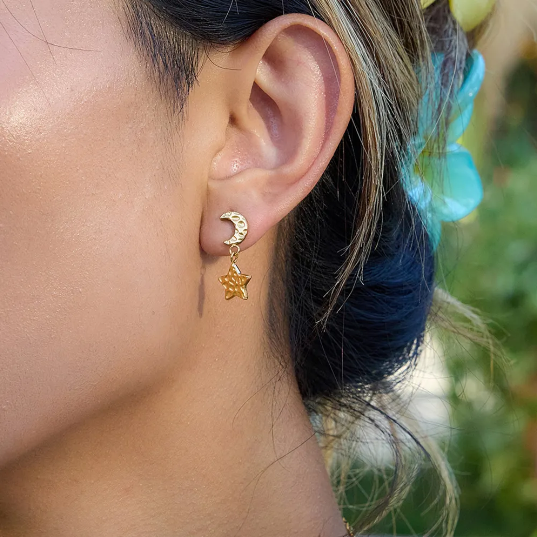 Moon Stary Asymmetrical Earrings